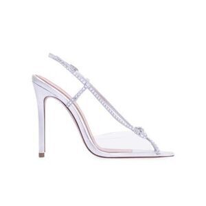 Andrea Wazen Kay Embellished Leather Bow Sandals In Silver Size EU39/US9 $695